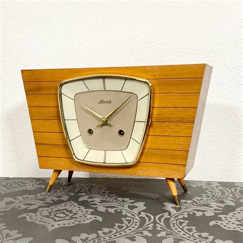 restored Hermle Mid Century mantel clock with chimes 